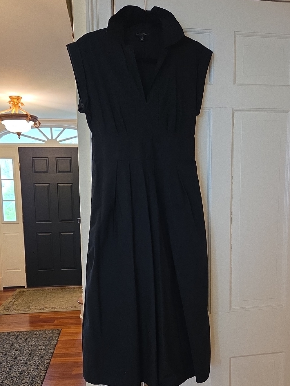 Black Fitted Waist Midi Dress